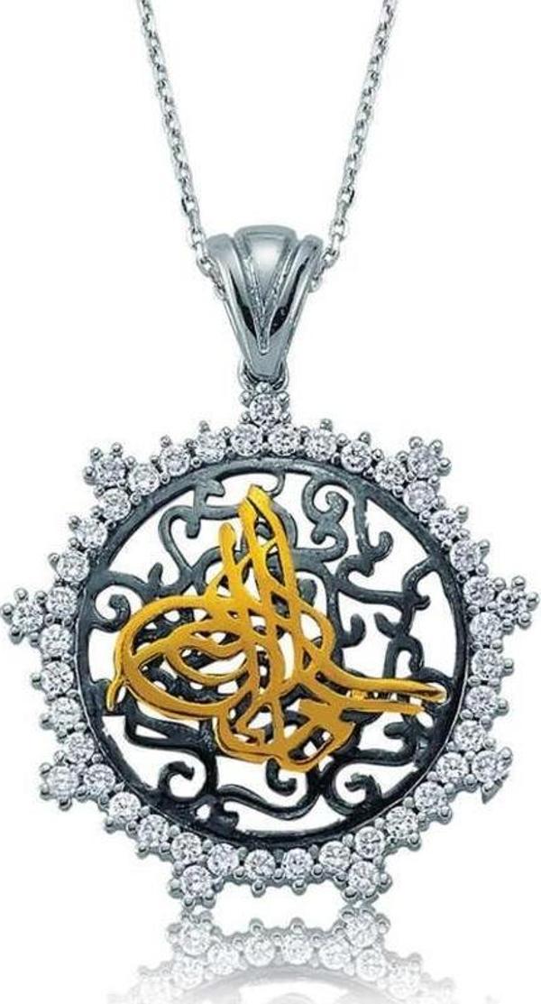 Gümüş Taşlı Tuğra Bayan Kolye - Image 1