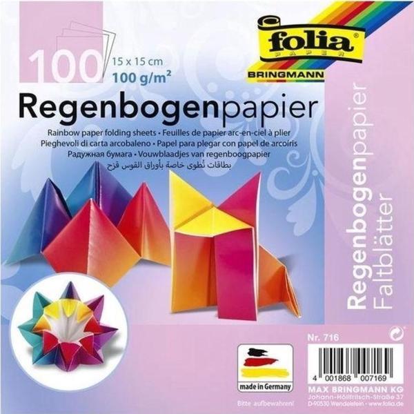 Folia Origami Kağıdı Gökkuşağı 15x15 cm 100 Adet 100 gr - Image 1