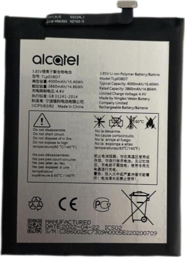 Alcatel TCL 10L Pil Batarya Tcl770h TLP038D7 - Image 1
