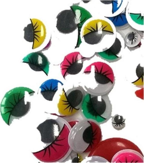 Kraf Kids Renkli Oynar Göz 15 mm 50'li - Image 1