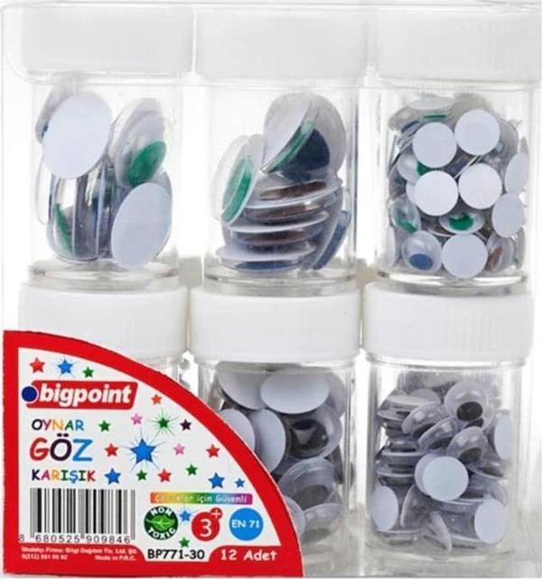 Bigpoint Renkli Oynar Göz (3 Farklı Boy) 12'li Paket - Image 1