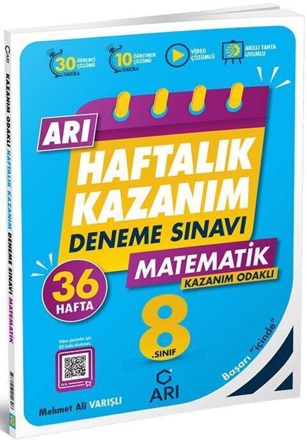 8. Sınıf Matematik Haftalık Kazanım Denemeleri Arı Yayıncılık - Arı - Image 1