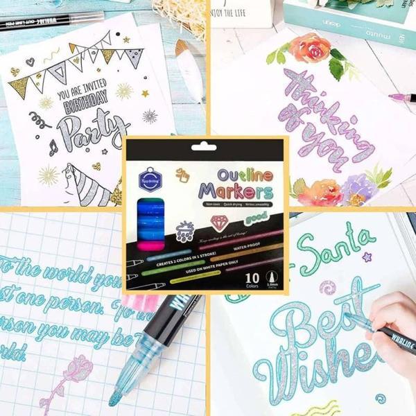 Keep Smiling Outline Marker Dekoratif Kalem Seti 1 mm 10 Renk - Image 1
