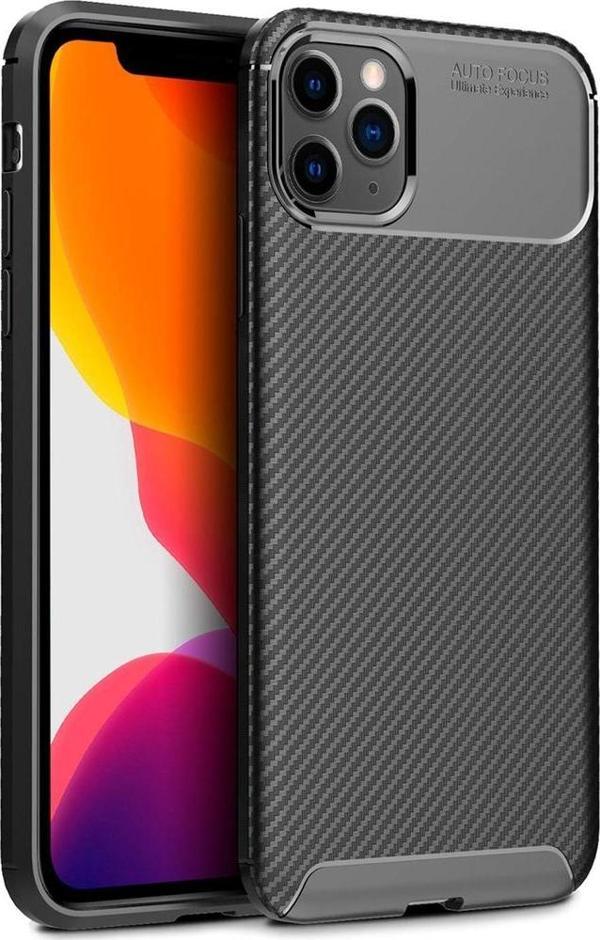 iPhone 11 Pro Max Kılıf Focus Carbon Desen Silikon Arka Kapak - Image 1