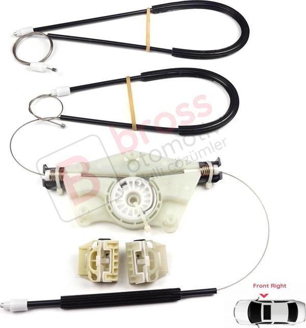 VW New Beetle C1 1C1 1997-2011 3-Kapı HB 1C0837656 İçin Elektrikli Ön Sağ Kapı Cam Kriko Tamir Seti - Image 1