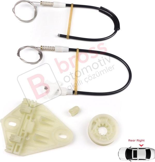Renault Megane MK1 X64 1996-2003 4/5 Kapı 7700834342 İçin Arka Sağ Kapı Cam Kriko Tamir Seti - Image 1
