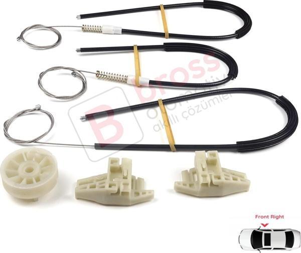 Renault Megane MK2 2002-2008 4/5 Kapı 8200325135 İçin Ön Sağ Kapı Cam Kriko Tamir Seti - Image 1