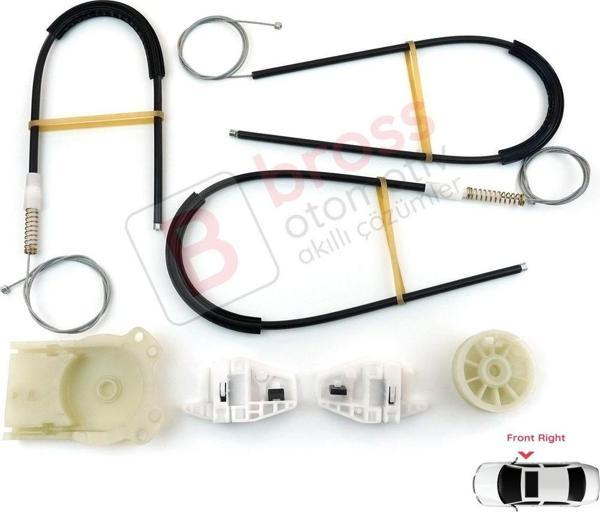 Renault Megane MK2 2002-2008 4/5 Kapı 8201010925 İçin Ön Sağ Kapı Cam Kriko Tamir Seti - Image 1