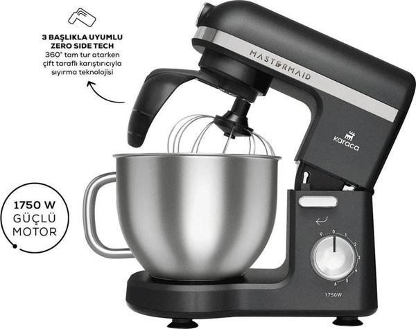 Karaca Mastermaid Chef Pro Çift Kollu Stand Mikser Shiny Black 1750 W - Image 1