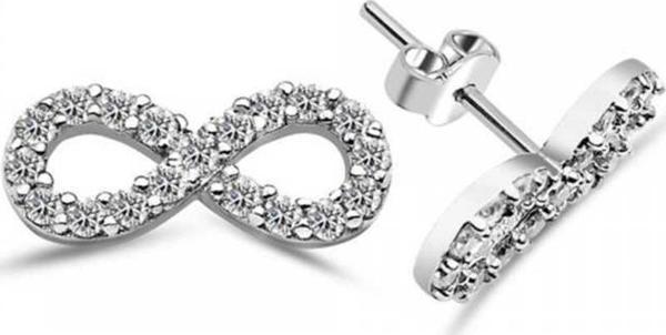 925 Ayar Gümüş Sonsuzluk Çivili Küpe - Image 1