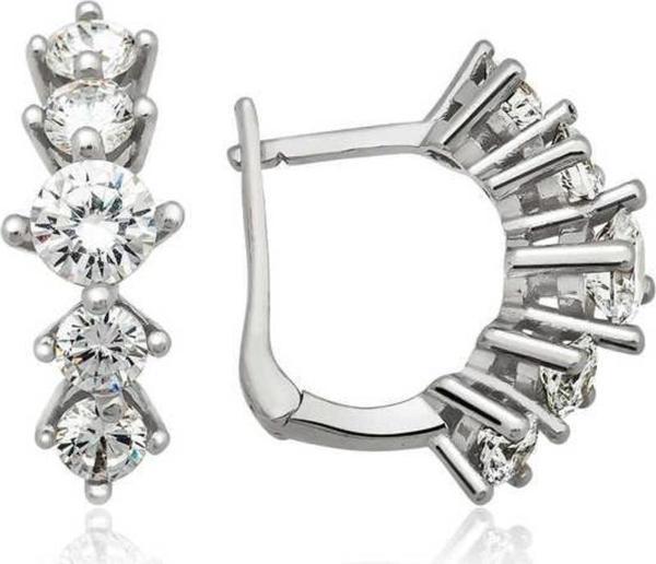 925 Ayar Gümüş 5 Taş Küpe - Image 1