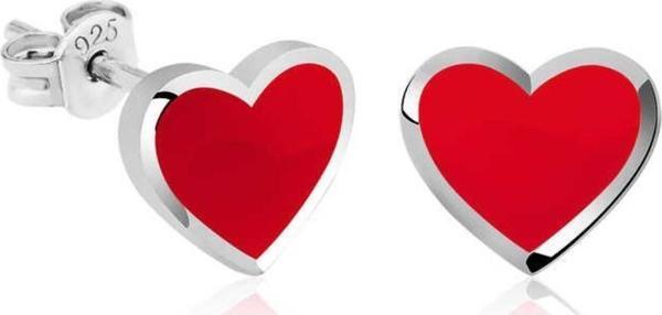 925 Ayar Gümüş Fosforlu Kırmızı Kalp Küpe - Image 1