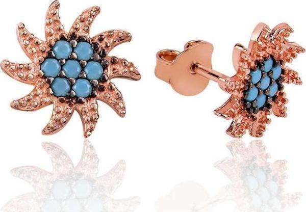 925 Ayar Gümüş Güneş Çivili Küpe - Image 1