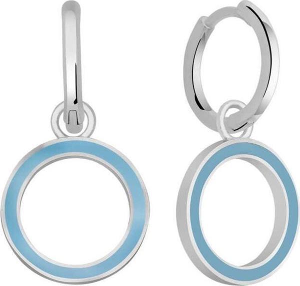 Gümüş Fosforlu Mavi Oval Küpe - Image 1