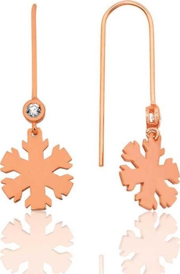 925 Ayar Gümüş Kar Tanesi Küpe - Image 1