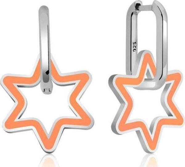 Gümüş Fosforlu Turuncu Yıldız Küpe - Image 1