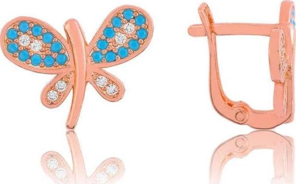 925 Ayar Gümüş Mavi Kelebek Küpe - Image 1