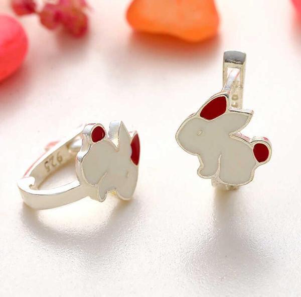 Gümüş Tavşan Çocuk Küpesi - Image 1