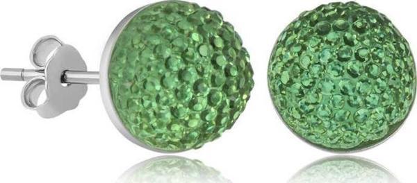 Gümüş Yeşil Kristal Çivili Kadın Küpe - Image 1