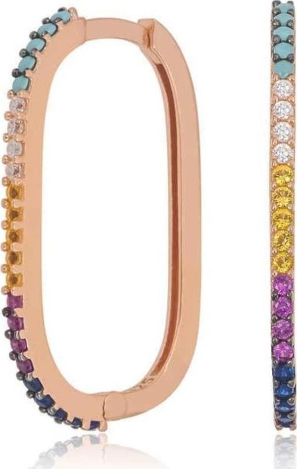 Gümüş Mix Taşlı Halka Küpe - Image 1