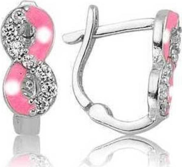 Gümüş Pembe Sonsuzluk Çocuk Küpesi - Image 1