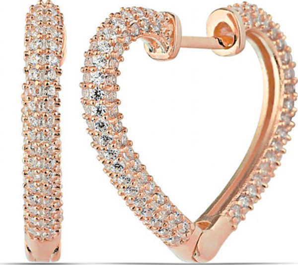 Gümüş Rose Kalp Kadın Küpe - Image 1
