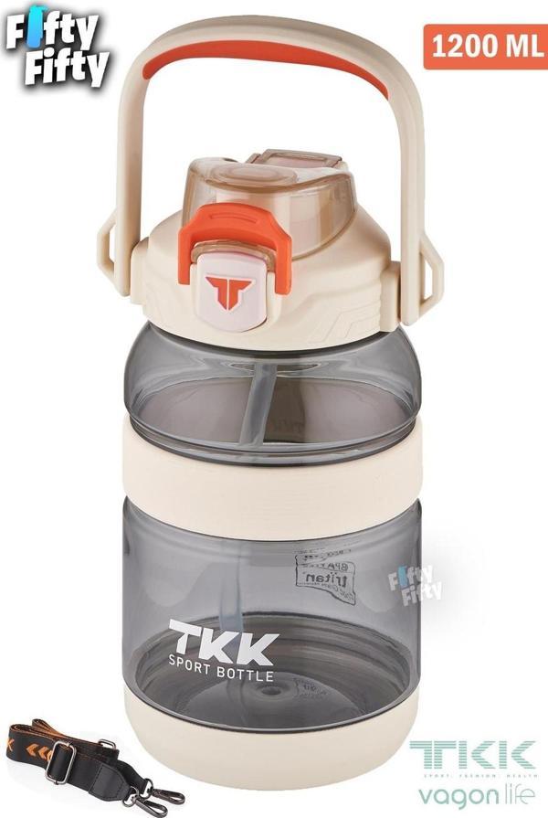 TKK 1200 ML Tek Kapak Çift Kullanım Pipetli/Rahat İçim Tritan Su Matarası-FFTKK1026-1200ML - Image 1