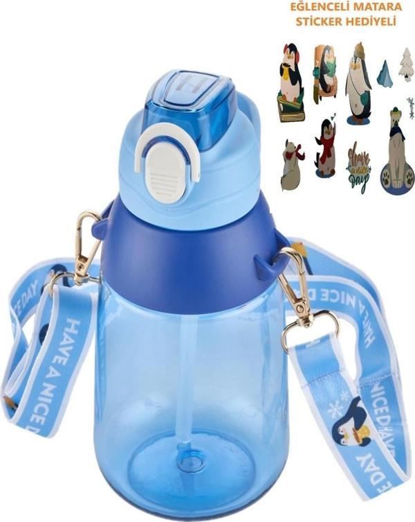 Vagonlife Taşıma Askılı Pipetli 800 ml Çocuk Su Matarası Sticker Hediyeli - Image 1