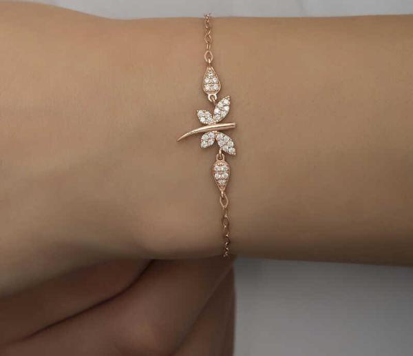 ​925 Ayar Gümüş Rose Yusufçuk Kadın Bileklik - Image 1