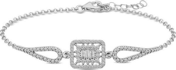 925 Ayar Gümüş Baget Taşlı Bileklik - Image 1