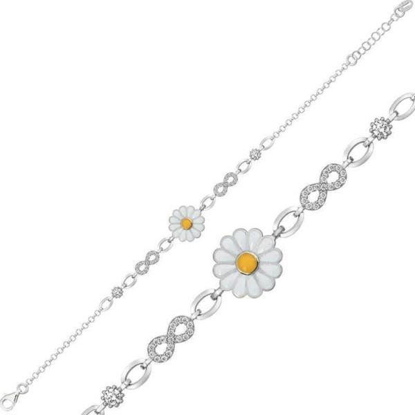 925 Ayar Gümüş Papatya Bileklik - Image 1