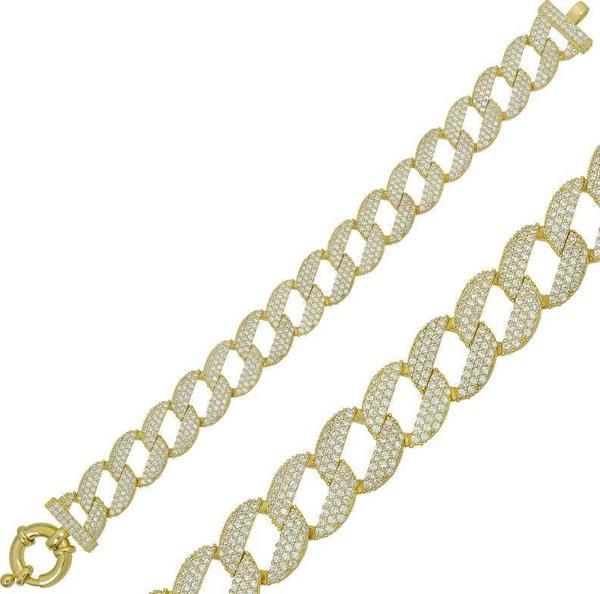 925 Ayar Gümüş Gold Taşlı Gurmet Bileklik - Image 1