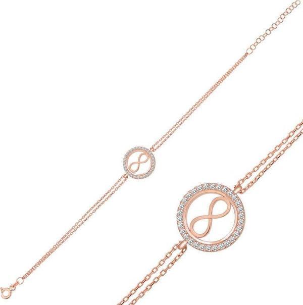 925 Ayar Gümüş Rose Sonsuzluk Bileklik - Image 1