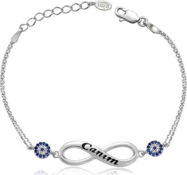 925 Ayar Gümüş Sonsuzluk Canım Yazılı Bileklik - Image 1
