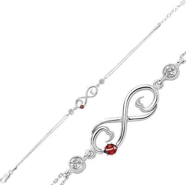 925 Ayar Gümüş Uğur Böcekli Sonsuzluk Bileklik - Image 1