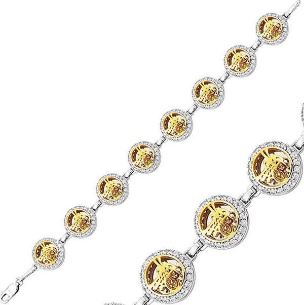 925 Ayar Gümüş Yuvarlak Tuğra Bileklik - Image 1