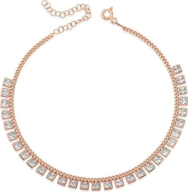 Gümüş Zirkon Taşlı Rose Halhal - Image 1