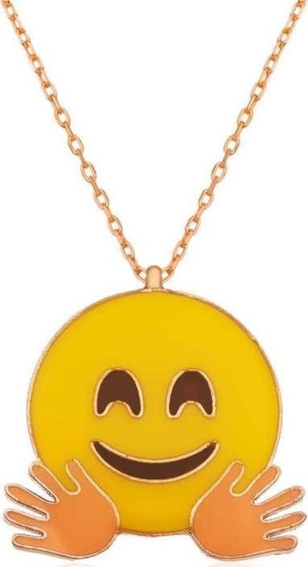 ​Gümüş Rose El Sallayan Emoji Bayan Kolye - Image 1