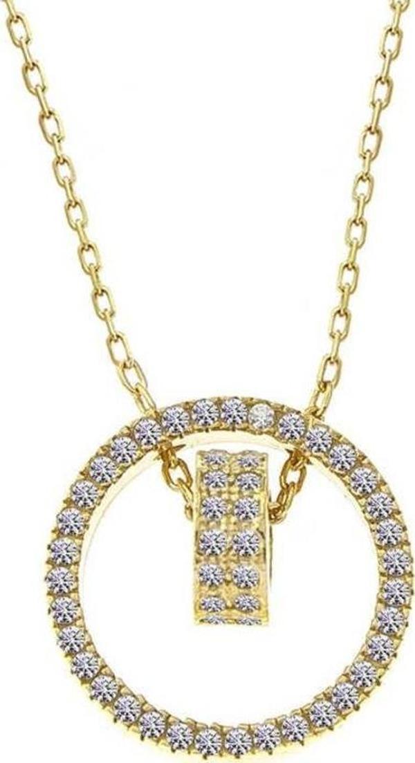 Gümüş Gold İç İçe Geçmiş Halka Kadın Kolye - Image 1
