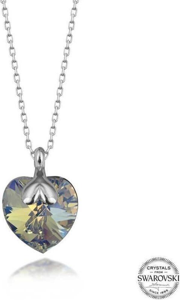 Swarovski Crystal Taşlı Kalp Gümüş Kadın Kolye - Image 1