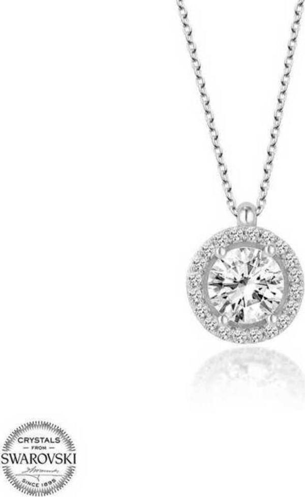 Swarovski Taşlı Gümüş Çember Tektaş Bayan Kolye - Image 1