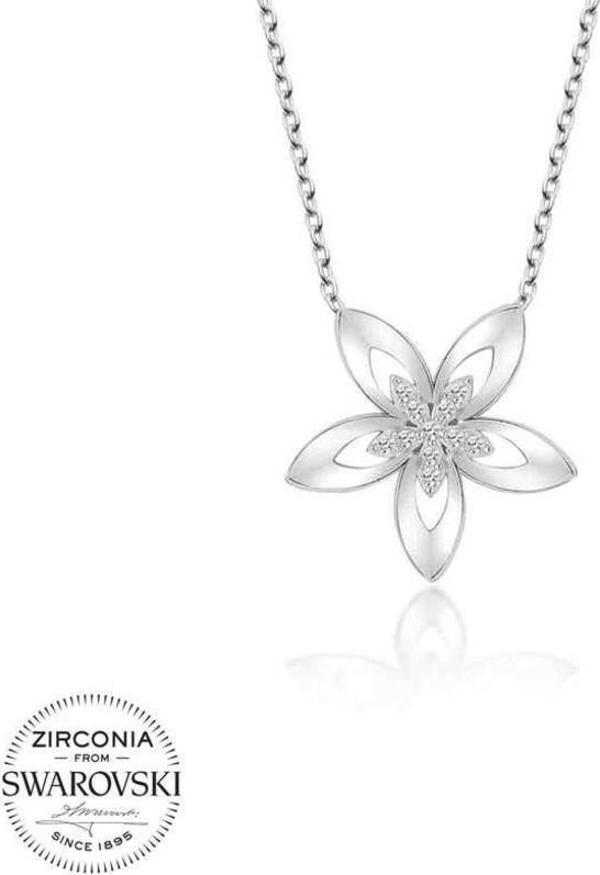 Swarovski Taşlı Gümüş Çiçek Bayan Kolye - Image 1