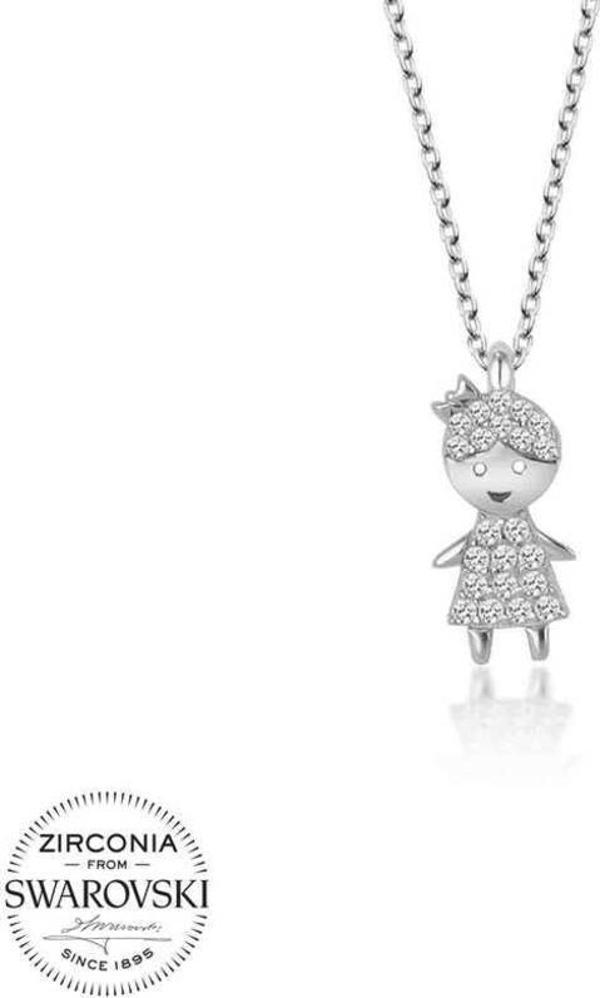 Swarovski Taşlı Gümüş Çocuk Bayan Kolye - Image 1
