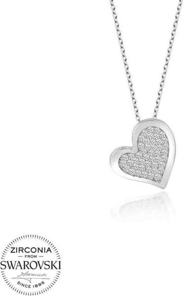 Swarovski Taşlı Gümüş Kalp Bayan Kolye - Image 1
