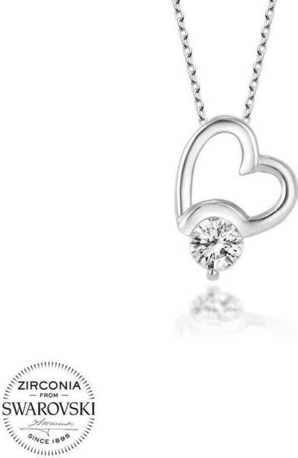 Swarovski Taşlı Gümüş Kalp Bayan Kolye - Image 1