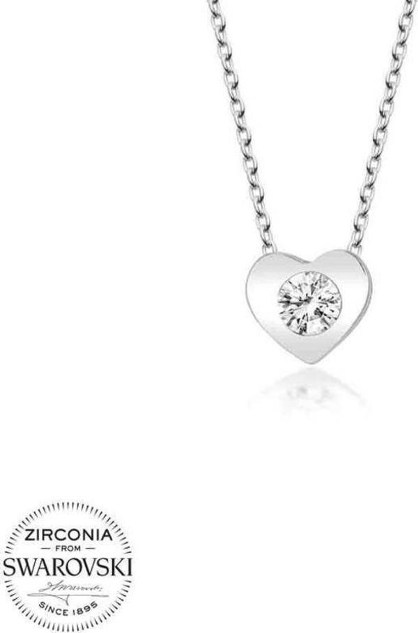 Swarovski Taşlı Gümüş Kalp Bayan Kolye - Image 1