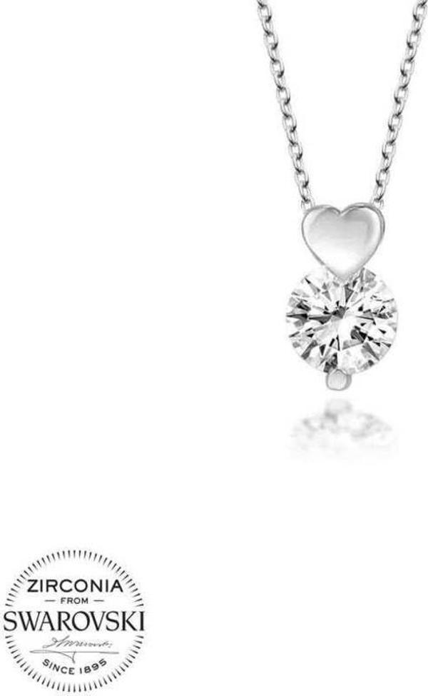 Swarovski Taşlı Gümüş Kalp Tektaş Bayan Kolye - Image 1
