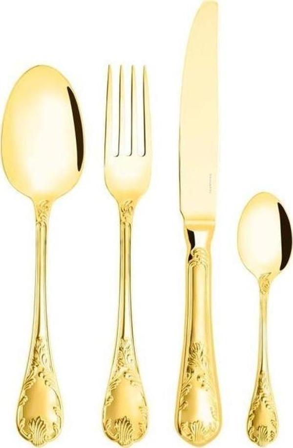 Bugatti King Parlak Gold 24 Parça Çatal Kaşık Bıçak Seti - Image 1