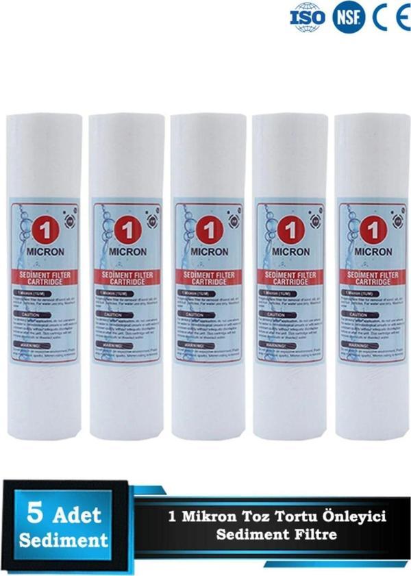 Açık Kasa Su Arıtma Cihazı 10 Inç 1 Mikron Sediment Spun Filtre ( 5 Adet ) - Image 1