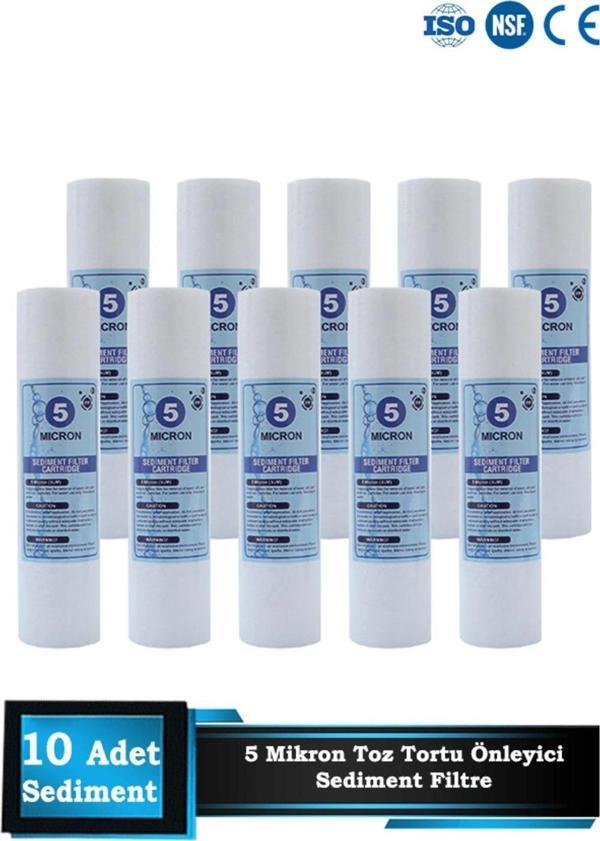 Açık Kasa Su Arıtma Cihazı 10 Inç 5 Mikron Sediment Spun Filtre ( 10 Adet ) - Image 1